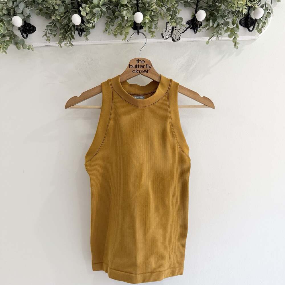 Athleta Yellow Gold Ribbed Tank XS workout gym running